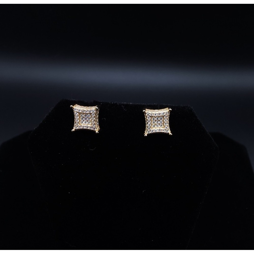 925 Silver Gold Moissanite Stud Earrings - Picture 1 of 13